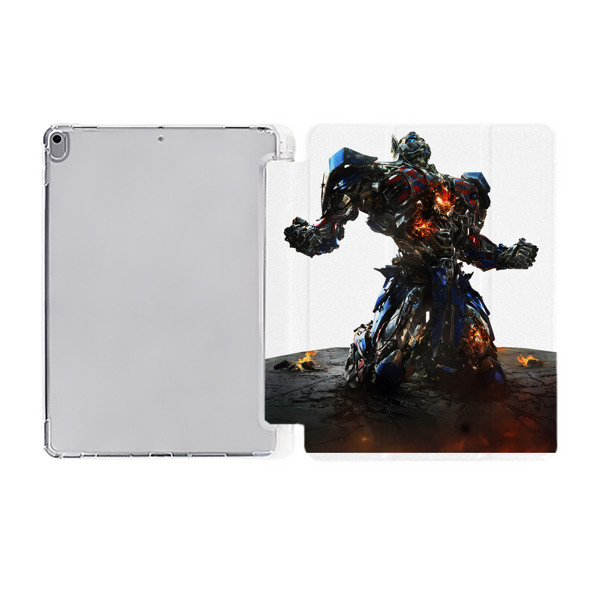 （画像用） Transformers トランスフォーマー IPad ケース ペン収納付き 三つ折りスタンド PUレザー×シリコン 対応機種9.5/10.5/10.9インチ